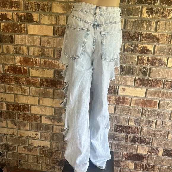 Highway Jeans Factory Distressed Ripped Light Blue Wide Leg Denim Size 3 NWT - Picture 8 of 16
